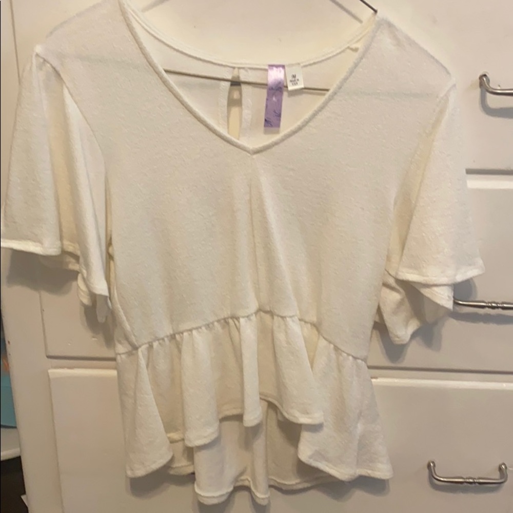 White top with ruffles